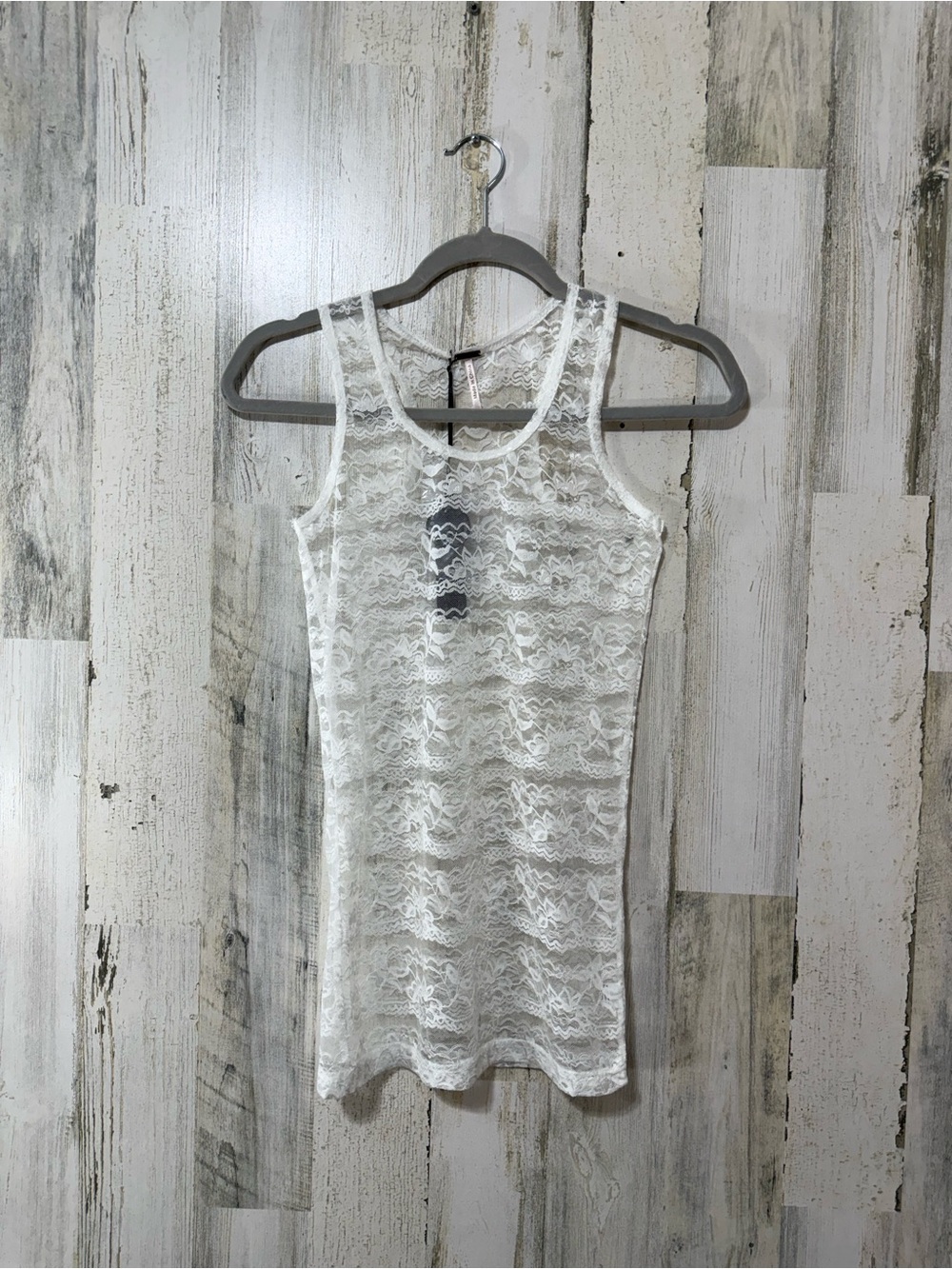 Poof! White Lace Racerback Tank Top